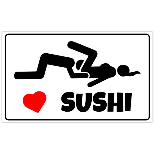Autocolant Iubesc Sushi