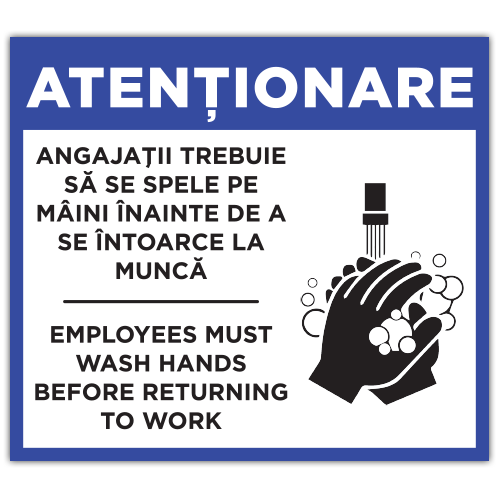 Autocolant Angajatii se spala pe maini