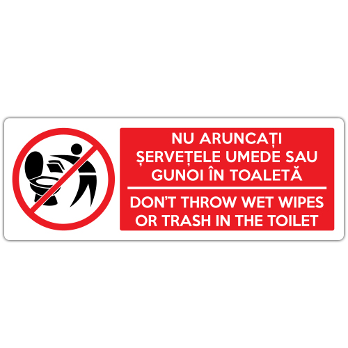 Autocolant Nu aruncati servetele umede sau gunoi in toaleta