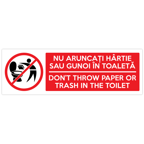 Autocolant Nu aruncati hartie sau gunoi in toaleta