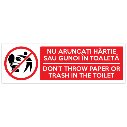 Autocolant Nu Aruncati Hartie Sau Gunoi In Toaleta