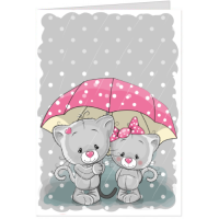 Felicitare Pisicute sub umbrela