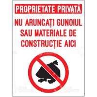 Indicator Proprietate privata Nu aruncati gunoiul, materiale 