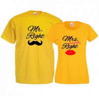 Tricouri pentru cuplu Mr. Right - Mrs. ALWAYS Right