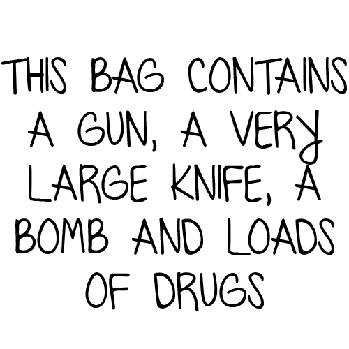 Sacosa This bag contains a bomb